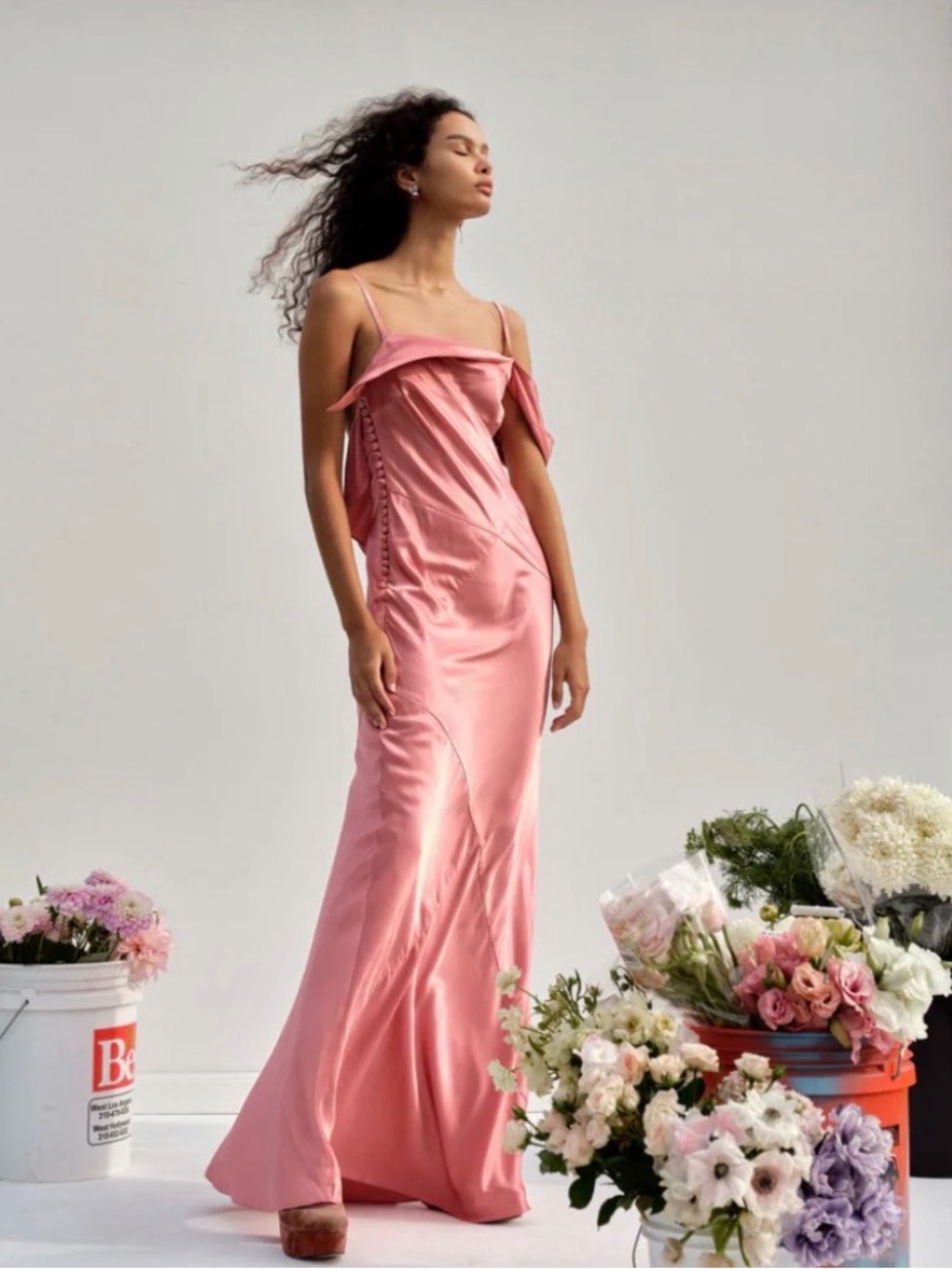 For Love & Lemons Pink Maxi Slip Dress